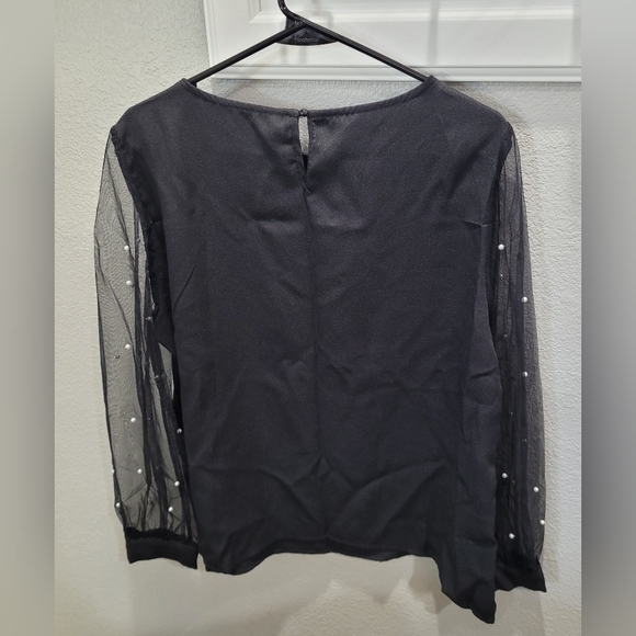 NWOT Womens Plus Size Pearl Mesh Blouse - Picture 8 of 11
